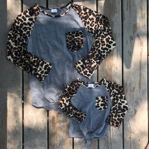 Mommy & Me Leopard Print Matching Long Sleeve Tee